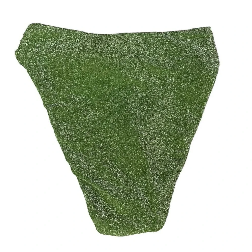 New! J. Crew Bikini Bottom Size XXS High Cut Tie Waist Green Sparkle BC133